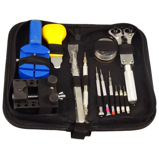 13 pc Watch Repair Tool Kit Zip Case With Battery Opener Link Pin Remover Screwdriver