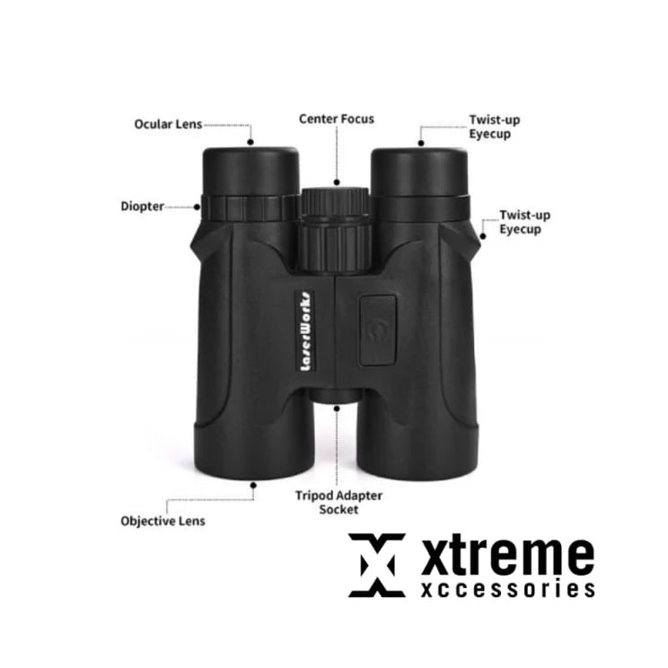 LaserWorks Rangefinder Binoculars TD1300 with 8x magnification and 21mm objective lenses