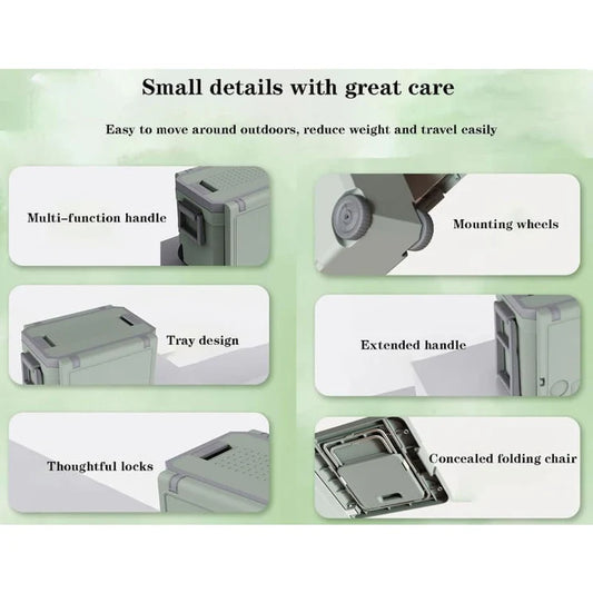 Outdoor Portable Cooler Box with Table and Chairs