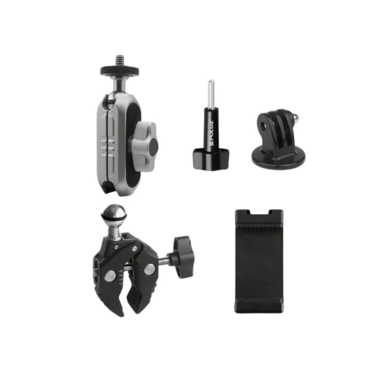 Motorcycle Bicycle Rail Mount Clamp with 360 degree Ball Mount Clip For Gopro Hero 13, 12, 11 ,10, 9, 8, 7, 6 For Phone Action Camera