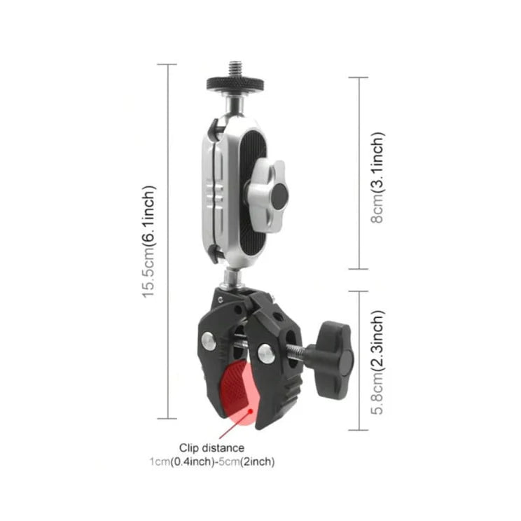 Motorcycle Bicycle Rail Mount Clamp with 360 degree Ball Mount Clip For Gopro Hero 13, 12, 11 ,10, 9, 8, 7, 6 For Phone Action Camera