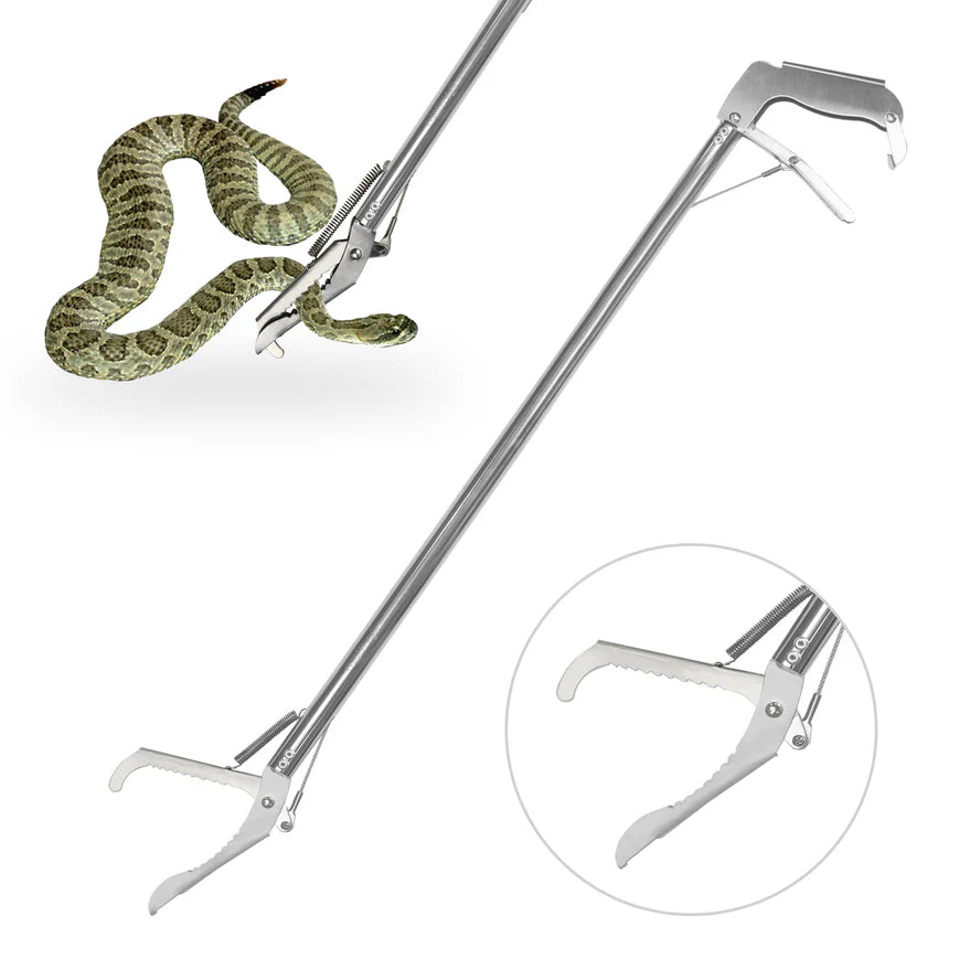 Professional All-Aluminum Alloy Snake Tongs，Extra Heavy Duty Snake Tongs Reptile Grabber Wide Jaw Handling Tool, Foldable with lock